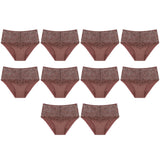 Triumph 10 Pack Essential Lace Maxi Womens Underwear Full Briefs Cacao Brown Bulk Undies