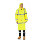 2x Portwest Hi Vis Yellow Raincoat Long Rain Jacket Waterproof Reflective Workwear Bulk Men Women Unisex H445