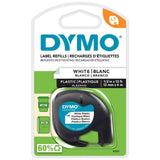 Dymo LetraTag Plastic Tape Labels Refills 12mm × 4m Black On White 91331