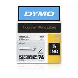 Dymo Industrial Rhino Vinyl Tape Label 19mm x 5.5m Black on White 18445