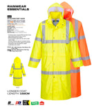 2x Portwest Hi Vis Orange Raincoat Long Rain Jacket Waterproof Reflective Workwear Bulk Men Women Unisex H445
