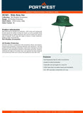 2x Portwest Sun Protection Cotton Adjustable Unisex Wide Brim Hat Neck Flap Bulk Green