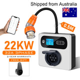 ISIGMA 22KW V1 EV Wallbox Charger APP WIFI Bluetooth 8-32A 3Phase Type 2 Charging Station