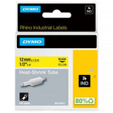Dymo Rhino Industrial Heat Shrink Tube Label 12mm x 1.5m Black on Yellow 18056