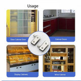 6pcs Display Cabinet Cupboard Glass Door Hinges Swing Pivot Stainless Steel Bulk