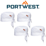 Portwest 4 Pack MeshAir Pro Bandana Chef Cook Kitchen Hat Cap Adjustable Bulk