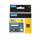 Dymo Rhino Flexible Nylon 19mm x 3.5m Tape Label Black on Yellow 18491