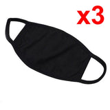 3pcs Washable Protective Reusable Cotton Anti Dust Black Mouth Half Face Mask