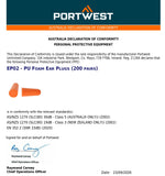 Portwest 10 Pairs Disposable PU Soft Foam Ear Plugs Noise Reduction Cancelling Sleeping Bulk