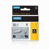Dymo Industrial Rhino Heat Shrink Tube Tape 9mm x 1.5m Black on White 18053