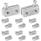 7 Pair (14pcs) Display Cabinet Cupboard Glass Door Hinges Pivot Stainless Steel Bulk
