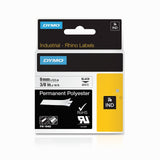 Dymo Permanent Polyester Industrial 9mm x 5.5m Tape Label Black on White 18482