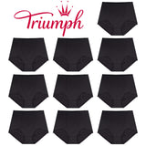 10 Pack Triumph Something Else Tum-E-Lace Panties Underwear Tummy Control Black Bulk Shapewear High Waisted