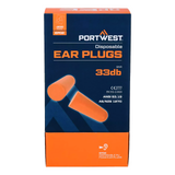 Portwest 10 Pairs Disposable PU Soft Foam Ear Plugs Noise Reduction Cancelling Sleeping Bulk