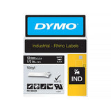Dymo Permanent Vinyl Industrial 12mm x 5.5m Tape Label White on Black 1805435