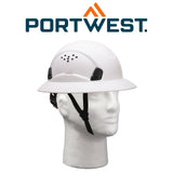 Portwest PW28 Safety Helmet Head Protection Full Brim Extra Hard Hat White Vented Headwear For Builder Construction