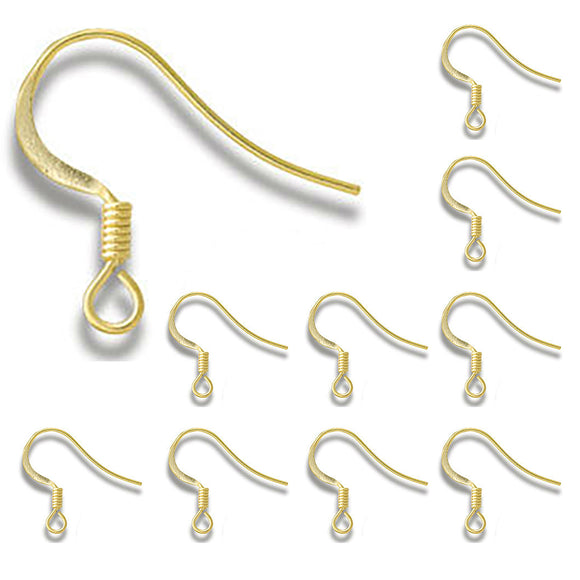 10pcs Gold Earrings Ear Wire Hypoallergenic Metal French Shepherd Hook Findings