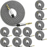 10 Pack 1.5m Long Braided AUX IN Auxiliary Cable 3.5mm Extension Cord Bulk Nylon Stereo Audio Car Input Output