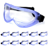 10x Safetyware Ventilated Eye Protection Clear Anti Fog Lab Safety Goggles Glasses Protective Eyewear Bulk