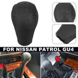 Manual Car Gear Shift Knob 5 Speed PU Leather Black Fit For Nissan Patrol GU4