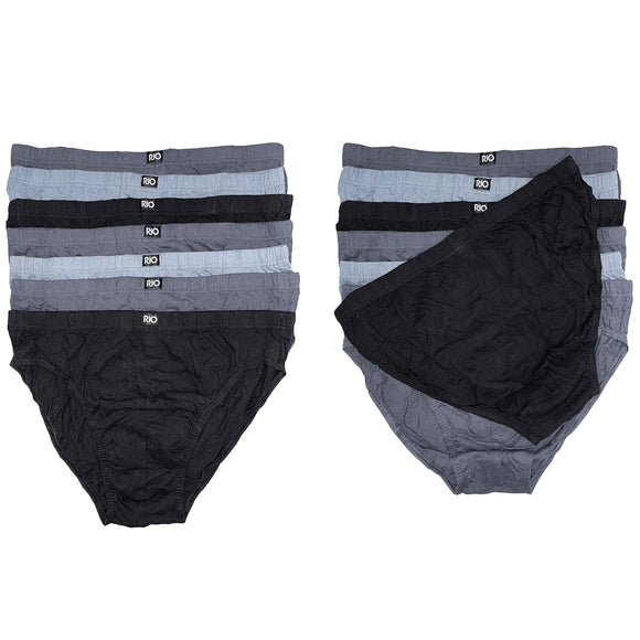 Rio 14 Pack Mens Cotton Plain Hipster Briefs Undies Underwear Grey Black Bulk MXL47W