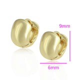 18k Yellow Gold plated Huggie Hoop 9mm Solid Sleeper Earrings 6mm Wide Pair