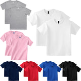 2 Pack Cotton Blank Plain Crew Neck Short Sleeve Toddler T-Shirt Tee Top Bulk for Youth Kids Baby Boys Girls