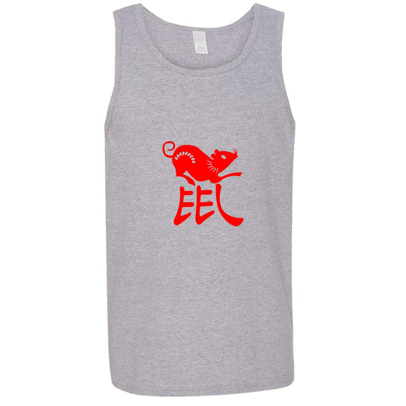 Chinese Zodiac New Year Mouse Rat Animal Grey Tank Top Singlet T Shirt Mens