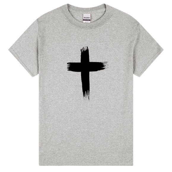 Faith Jesus Cross Christian Christ Religion T-Shirt Sport Grey Tee Tops Mens Short Sleeve Crew Neck Regular Fit