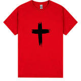 Faith Jesus Cross Christian Christ Religion Mens T-Shirt Red Mens Tee Tops