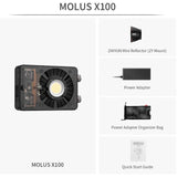 ZHIYUN MOLUS X100 100W Bi-Colour COB Light Fan Lamp with Reflector C040017CE1