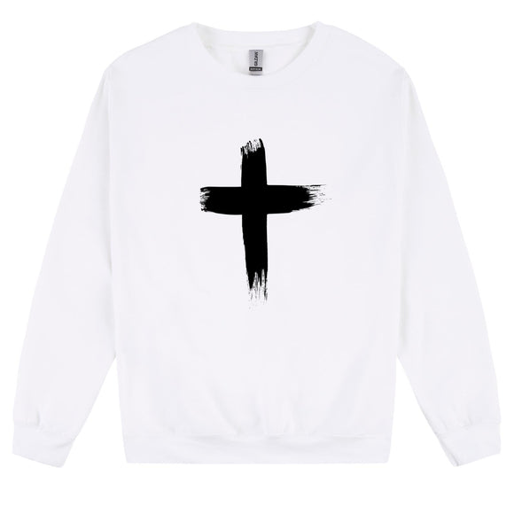 Faith Jesus Cross Christian Religion White Sweater Mens Sweatshirt Jumper