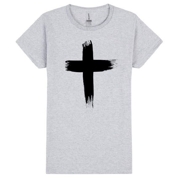 Faith Jesus Cross Christian Religion Ladies Women Sport Grey T-Shirt Tee Tops