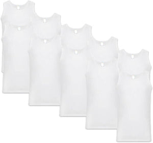 10 Pack Mens Cotton Blank Plain Basic Crew Neck Tank Top Singlet T-Shirt Bulk Sleeveless Classic Regular Fit