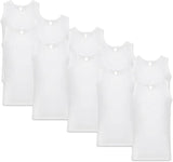 10 Pack Mens Cotton Blank Plain Basic Crew Neck Tank Top Singlet T-Shirt Bulk Sleeveless Classic Regular Fit