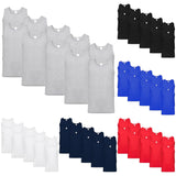 10 Pack Mens Cotton Blank Plain Basic Crew Neck Tank Top Singlet T-Shirt Bulk Sleeveless Classic Regular Fit