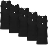 10 Pack Mens Cotton Blank Plain Basic Crew Neck Tank Top Singlet T-Shirt Bulk Sleeveless Classic Regular Fit