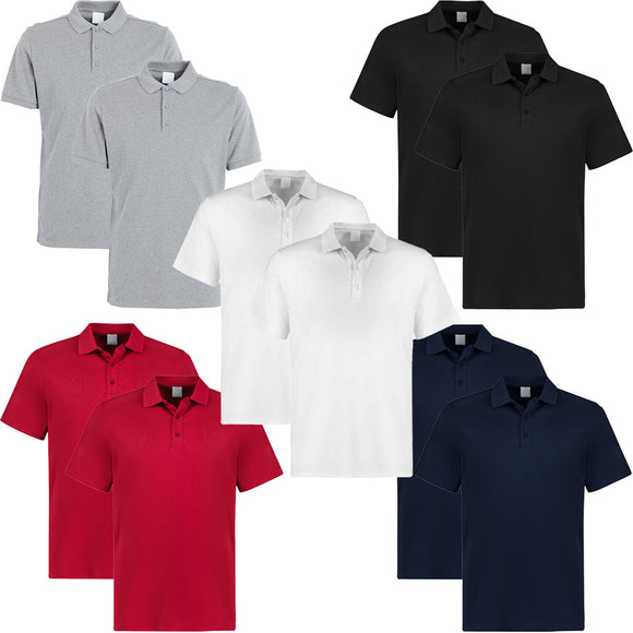 2 Pack Mens Cotton Blank Plain Jersey Golf Polo Collared T Shirt Tee Tops Bulk