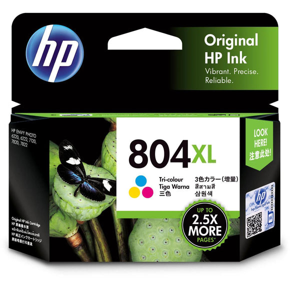 HP 804XL Ink Cartridge Toner Tri 3 Colour Cyan Magenta Yellow T6N11AA Genuine Original