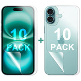 10 Set Soft PET Film Screen Protector Guard for Apple iPhone 16 Front and Back Bulk