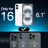 For Apple iPhone 16 Clear Phone Case Cover and Soft Film Screen Protector Guard