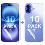 10 Set Soft PET Film Screen Protector for Apple iPhone 16 PLUS Front and Back Guard Bulk