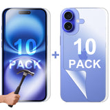 10 Set Tempered Glass Screen Protector for Apple iPhone 16 PLUS Front and Back Film Guard Bulk