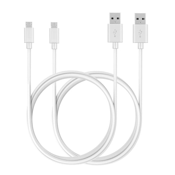 2 Pack 1m Data Transfer Charger Charging Micro USB Cable Cord for Android Phone Device Tablet Bulk White TPE Plastic