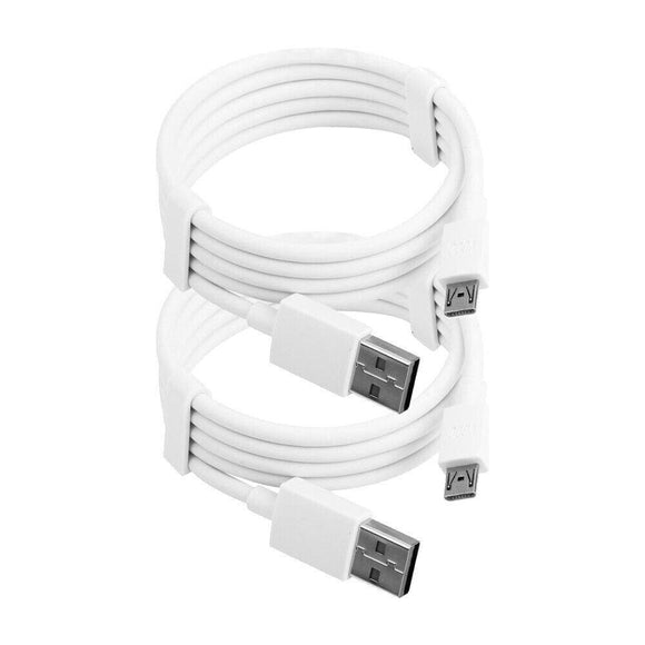 2 Pack 2m Long Data Transfer Charger Charging Micro USB Cable Cord for Android Phone Device Tablet Bulk White TPE Plastic