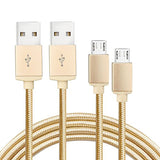 2 Pack 1m Data Transfer Charger Charging Micro USB Cable Cord for Android Phone Device Tablet Bulk Braided Gold Nylon