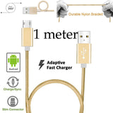 2 Pack 1m Data Transfer Charger Charging Micro USB Cable Cord for Android Phone Device Tablet Bulk Braided Gold Nylon