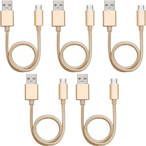 5 Pack 1m Data Transfer Charger Charging Micro USB Cable Cord for Android Phone Device Tablet Bulk Braided Gold Nylon