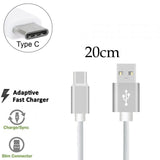 5 Pack 20cm Short Data Transfer Charger Charging USB Type C Phone Tablet Cable Cord Bulk White TPE Plastic