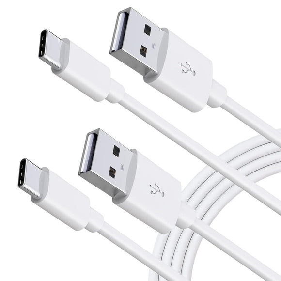 2 Pack 1m Data Transfer Charger Charging USB Type C Phone Tablet Cable Cord Bulk White TPE Plastic